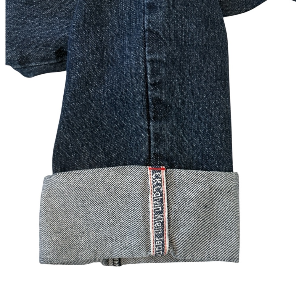 Vintage Calvin Klein 80s 90s High Waisted Dark Washed Rolled Cuff Jeans Size 8 - Picture 3 of 7